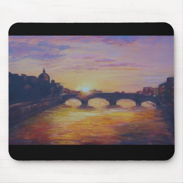 Sunset at Ponte Vecchio Mouse Mat (Front)