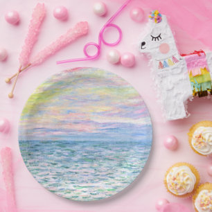 Sunset at Pourville by Monet Paper Plate