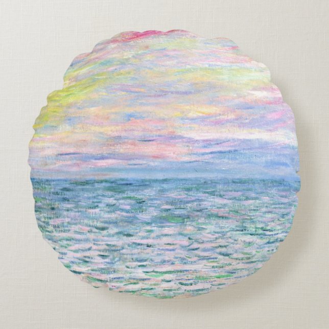 Sunset at Pourville by Monet Round Cushion (Front)
