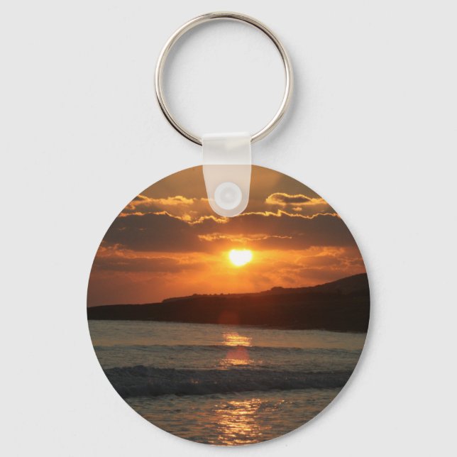 Sunset at Praia Da Luz Beach, Algarve, Portugal Key Ring (Front)