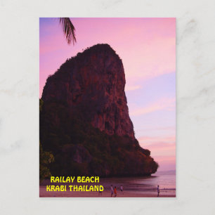 Sunset at Railay Beach Krabi Thailand Postcard