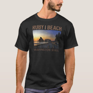 Sunset At Ruby Beach Washington State T-Shirt