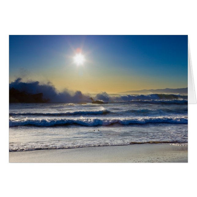 Sunset at Santa Monica beach, huge waves (Front Horizontal)