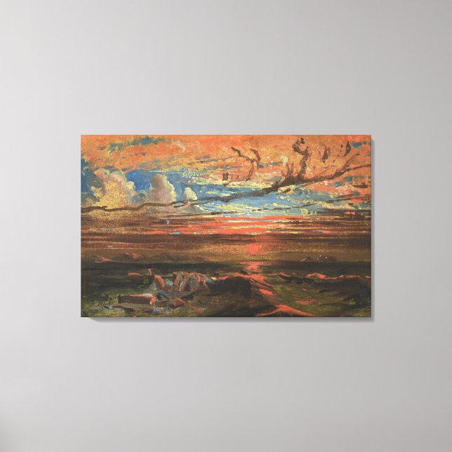Sunset at Sea after a Storm (oil on pressed cardbo Canvas Print (Front)