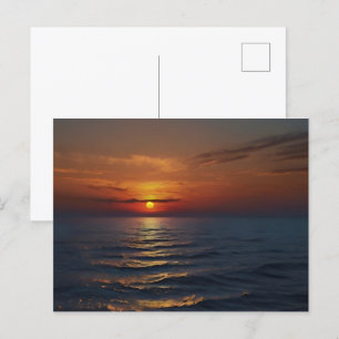 Sunset at sea art postcard