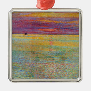 Sunset at Sea (by Childe Hassam) Metal Tree Decoration