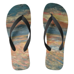 Sunset at Sea by Pierre Renoir, Vintage Fine Art Flip Flops