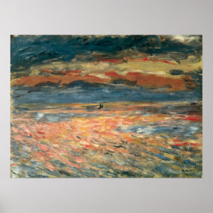 Sunset at Sea by Pierre Renoir, Vintage Fine Art Poster
