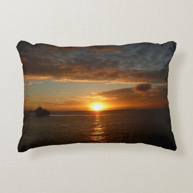 Sunset at Sea II Tropical Seascape Decorative Cushion (Front)
