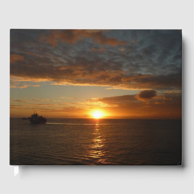 Sunset at Sea II Tropical Seascape Guest Book (Front)