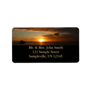 Sunset at Sea II Tropical Seascape Label