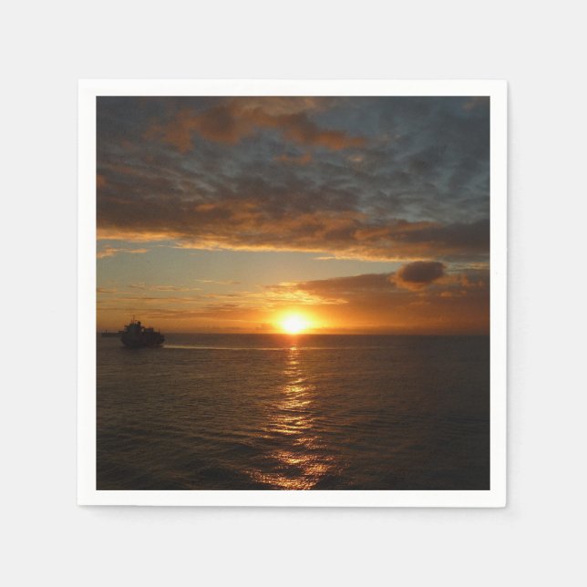 Sunset at Sea II Tropical Seascape Napkin (Front)