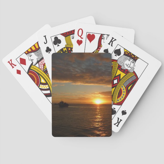 Sunset at Sea II Tropical Seascape Playing Cards (Back)