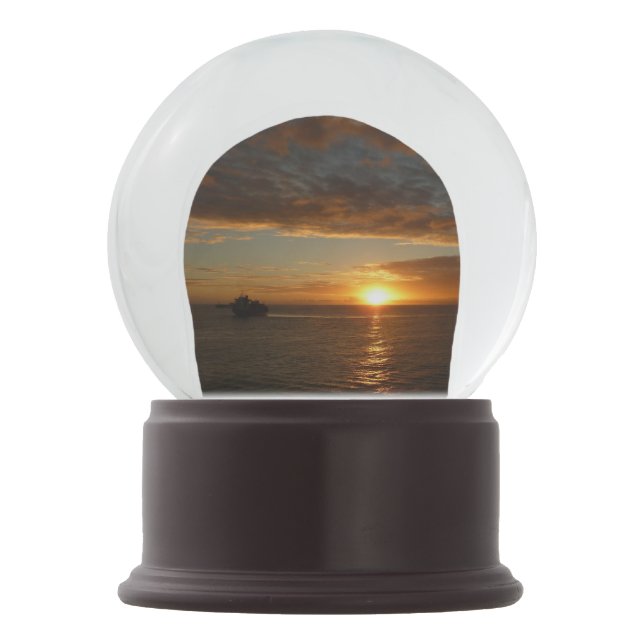 Sunset at Sea II Tropical Seascape Snow Globe (Front)