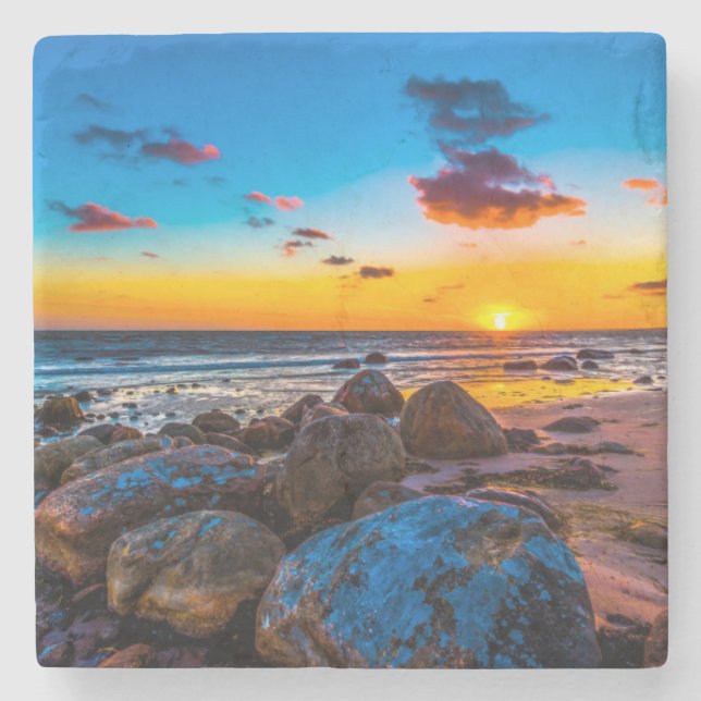 Sunset At Sea Stone Coaster (Front)