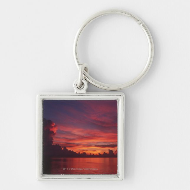 Sunset at sea with dark clouds key ring (Front)