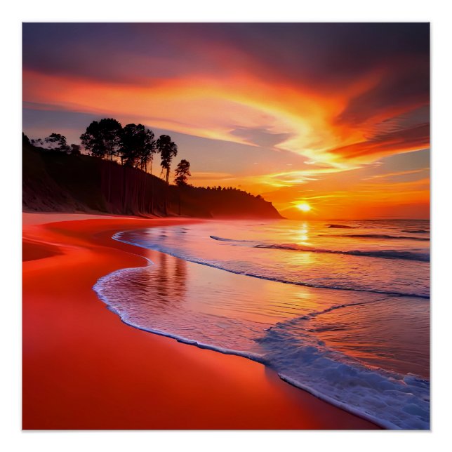 Sunset at the Beach, AI, Poster (Front)