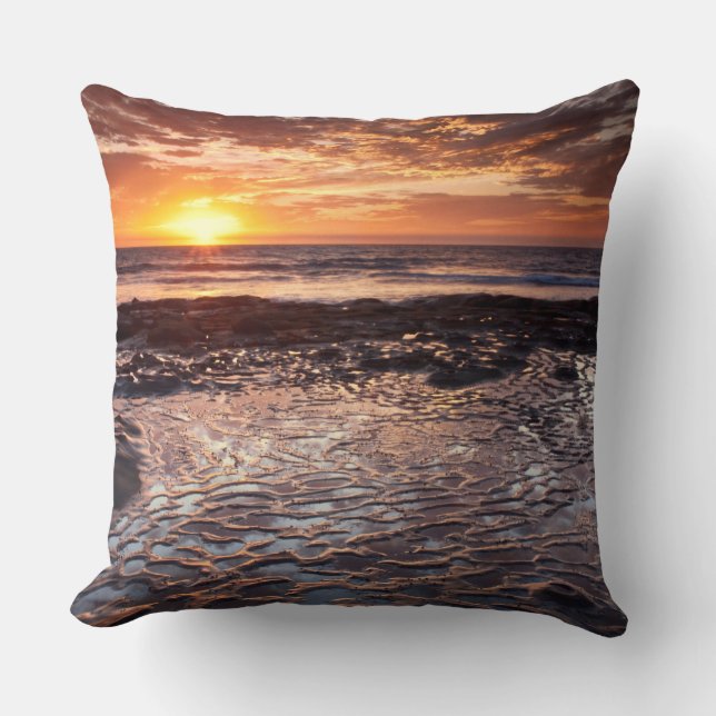 Sunset at the beach, California Cushion (Front)