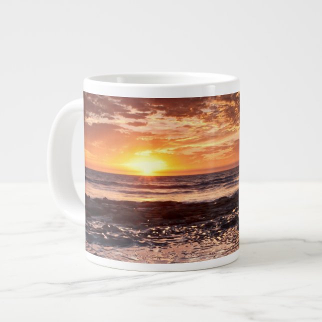 Sunset at the beach, California Large Coffee Mug (Front Left)