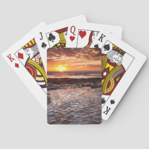 Sunset at the beach, California Playing Cards