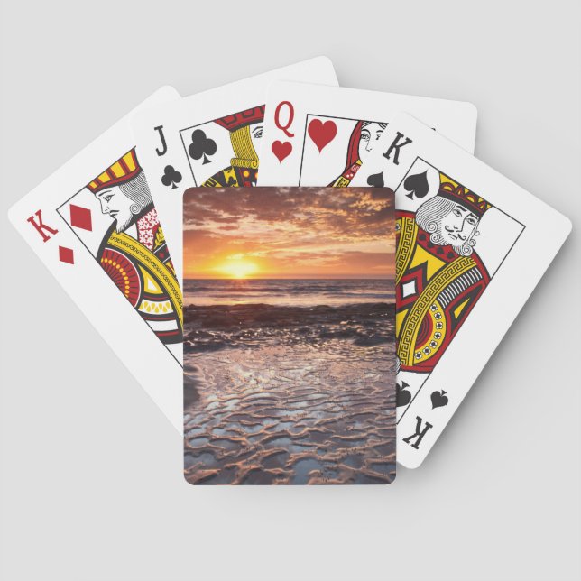 Sunset at the beach, California Playing Cards (Back)