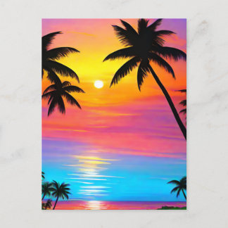 Sunset at the beach postcard