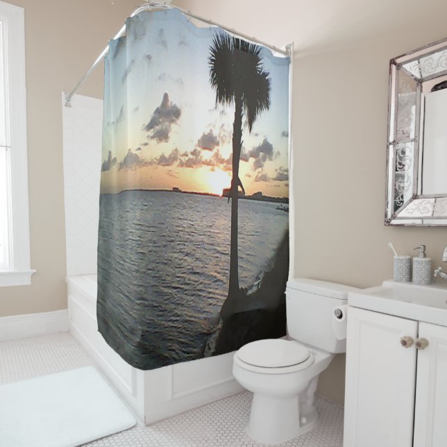 Sunset At The Beach Shower Curtain (In Situ)