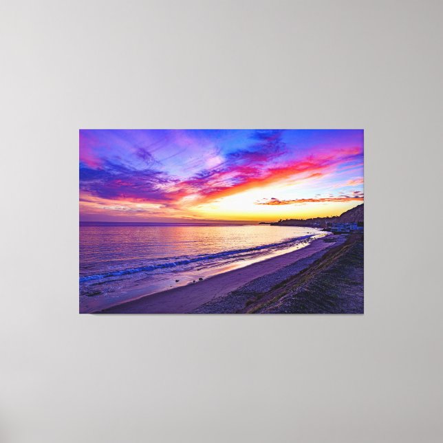 sunset at the beach wrapped canvas (Front)