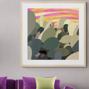Sunset at the Cactus Garden Poster