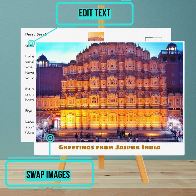 Sunset at the Hawa Mahal in Jaipur India Postcard (Please enjoy our postcard)