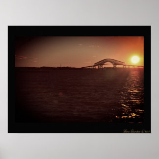 Sunset at the Key Bridge over the Chesapeake Bay Poster