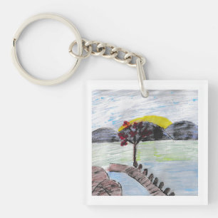 Sunset at the lake key ring