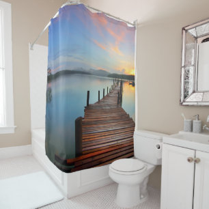 sunset at the lake shower curtain