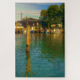 Sunset at the old Watering Hole Jigsaw Puzzle