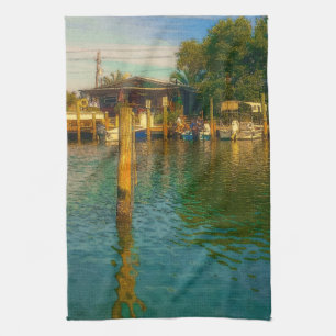 Sunset at the old Watering Hole Tea Towel