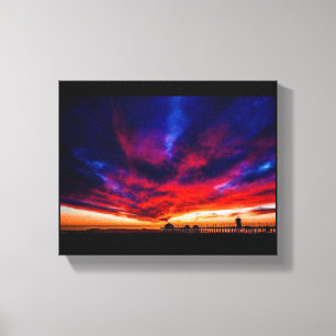 Sunset at the Pier, Huntington Beach, CA Canvas Print