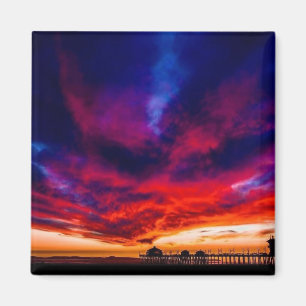 Sunset at the Pier, Huntington Beach, CA Magnet