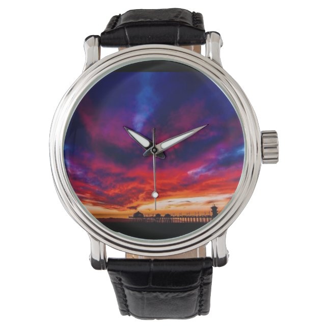 Sunset at the Pier, Huntington Beach, CA Watch (Front)