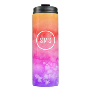 Sunset at the sea watercolor insulated thermal tumbler