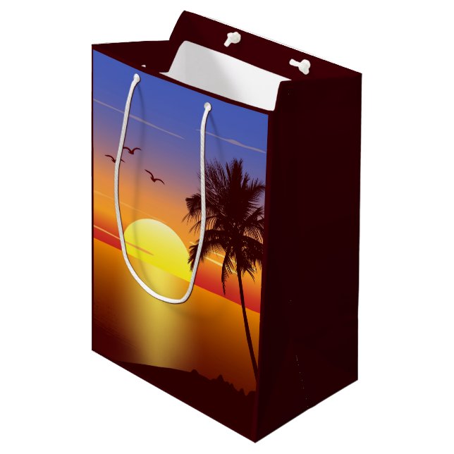 Sunset at tropical beach medium gift bag (Front Angled)