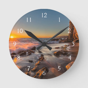 Sunset at Victoria Beach Round Clock