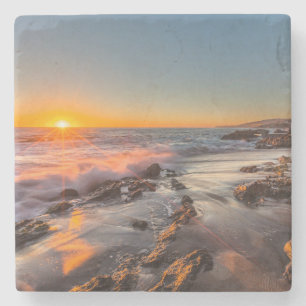 Sunset at Victoria Beach Stone Coaster