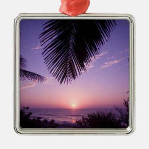 Sunset at West End, Cayman Brac, Cayman Islands, Metal Tree Decoration