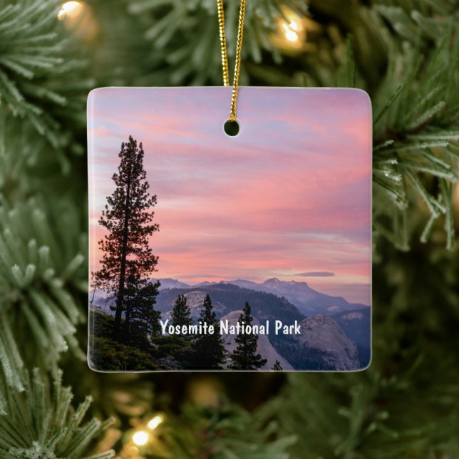 Sunset at Yosemite Ceramic Ornament (Tree)