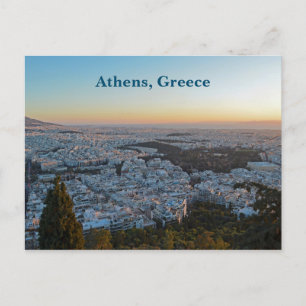 Sunset Athens Greece Cityscape Postcard