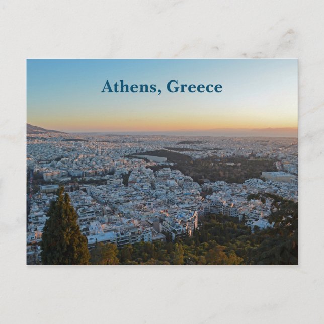 Sunset Athens Greece Cityscape Postcard (Front)