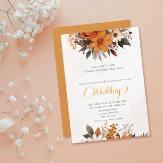 Sunset Autumn Floral Wedding Invitation