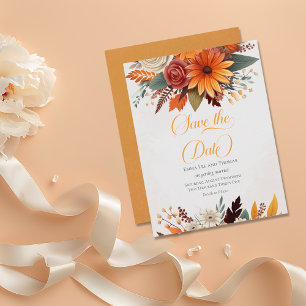 Sunset Autumn Floral Wedding Save The Date