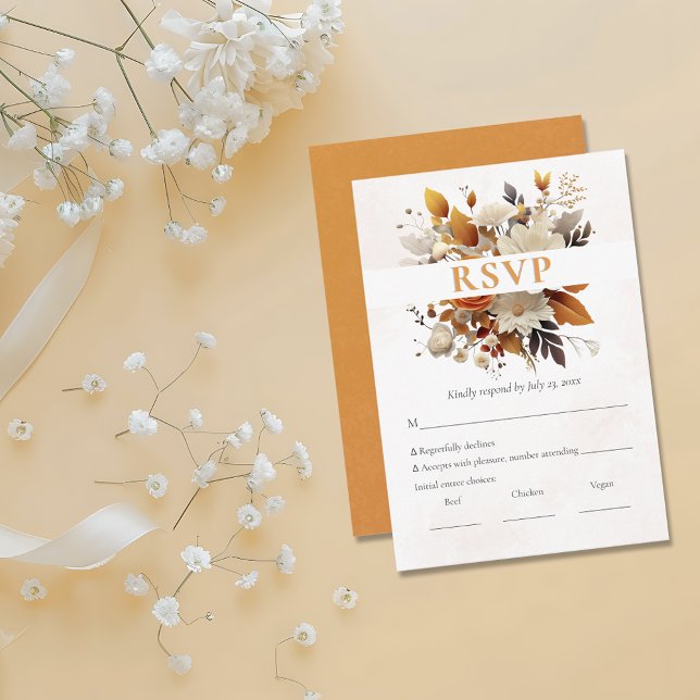 Sunset Autumn Florals Watercolor RSVP Card (Creator Uploaded)