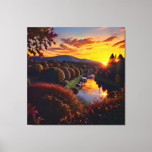 Sunset Autumn Splendour View Landscape 1 Canvas Print (Front)